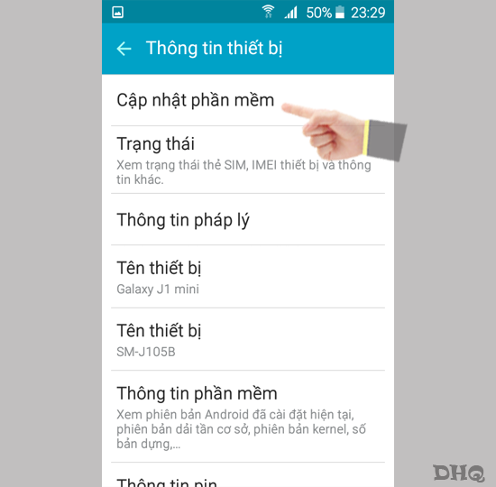 Chọn cập nhật phần mềm